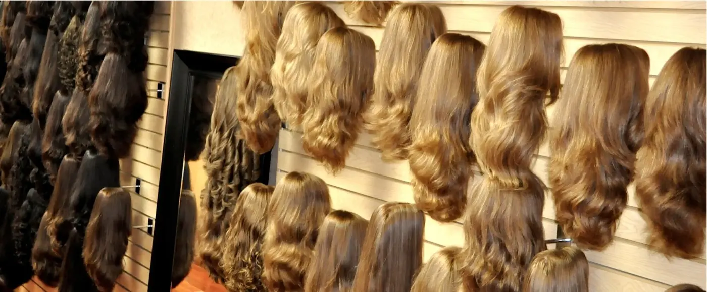Long European human hair wigs in blonde, brunette, and black shades